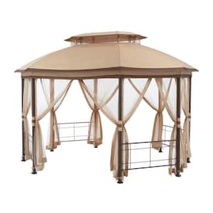 Seagrove 12 ft. x 10 ft. Octagonal Steel Frame Gazebo with Tan Canopy