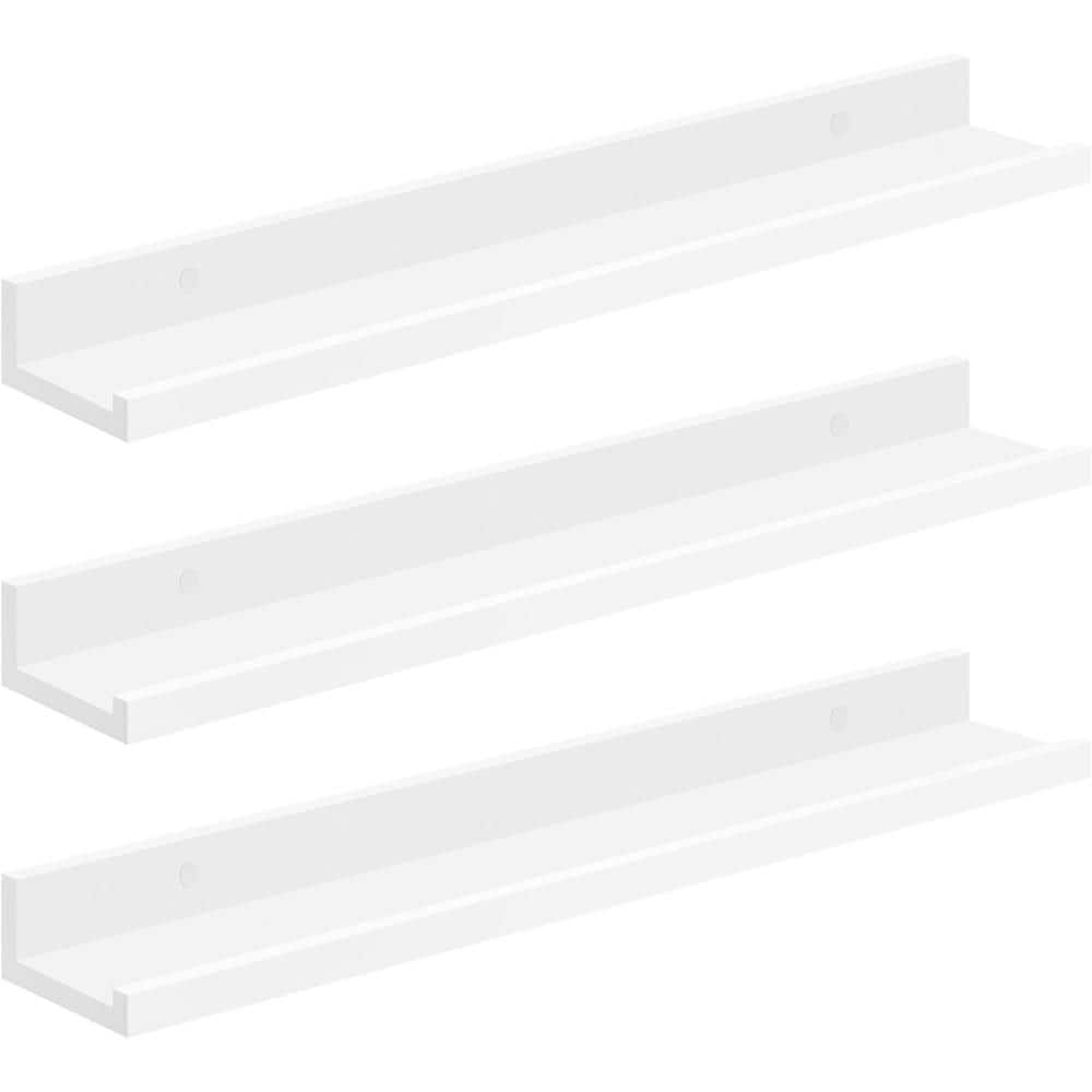 31.5 in. W x 3.9 in. D White Decorative Wall Shelf, Floating Shelves, Set o