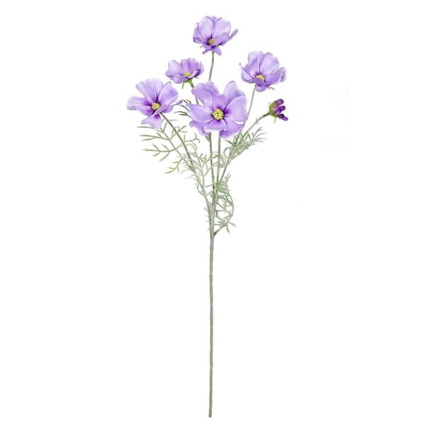 24 in. Purple Artificial Cosmos Flower Stem Spray (Set-6)