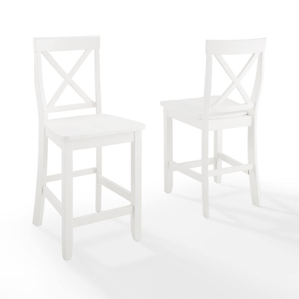 Classic White Solid Wood X-Back 24" Counter Stool Set
