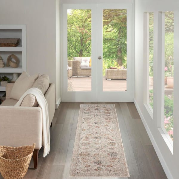 Heirloom Blend Ivory Multicolor 2 ft. x 10 ft. Medallion Traditional Runner Area Rug