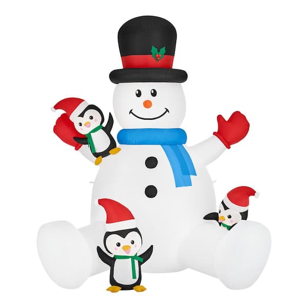 Home Accents Holiday 9.5 ft. Snowman With Penguins Holiday Inflatable