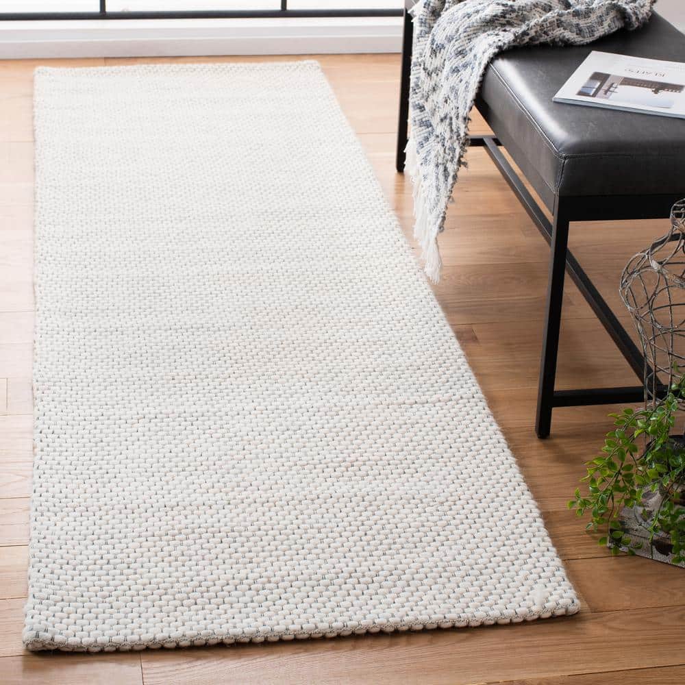 Ivory Braided Handwoven Wool Runner Rug