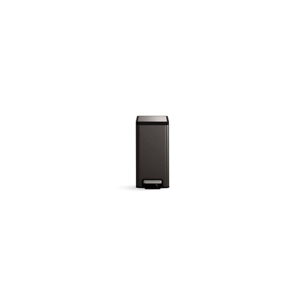 2.5-Gallon Black Stainless Steel Bathroom Pedal Trash Can