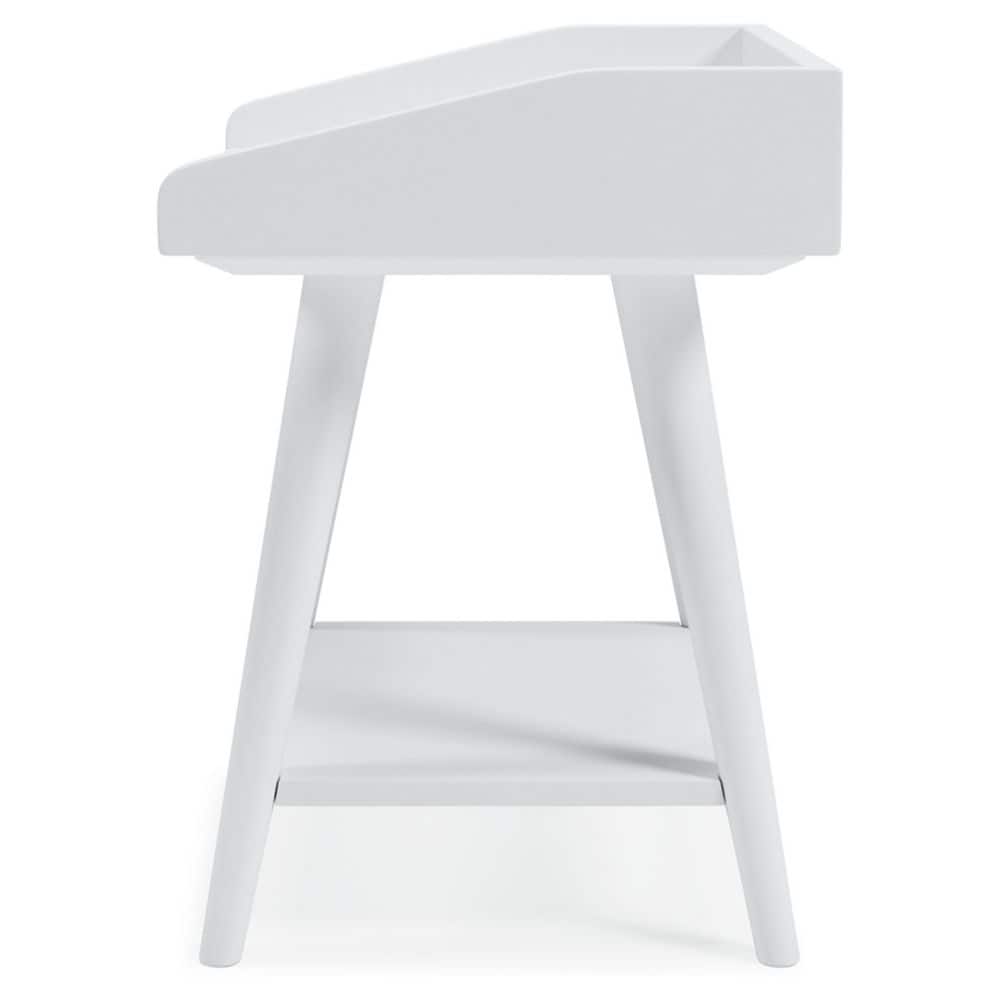 Crisp White Transitional Wood Accent Table with USB Chargers
