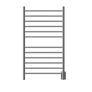 Radiant Large Straight 12-Bar Combo Plug-in and Hardwired Electric Towel Warmer in Polished Stainless Steel