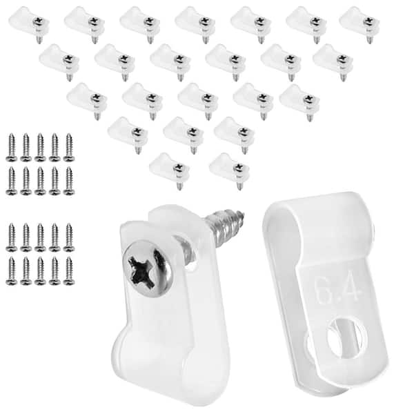 120-Piece 1/4 in Nylon R-Type Cable Clamps with M4 x 16 mm Screws, White Screw-Mount Wire Clips