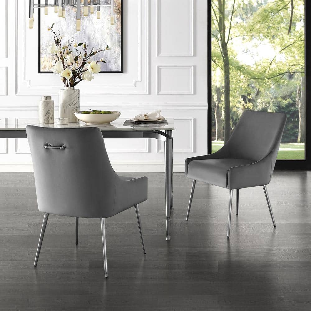 Inspired Home Capelli Light Grey Chrome, Purple Dining Chairs With Chrome Legs