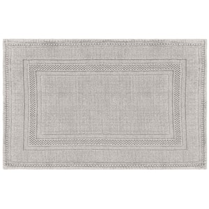 Stonewash Racetrack 21 in. x 34 in. Cotton Bath Rug in Taupe Gray