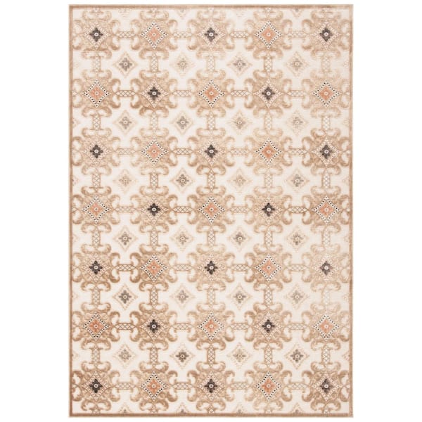 SAFAVIEH Paradise 5 ft. x 8 ft. Caramel/Cream Geometric Ornate Floral ...