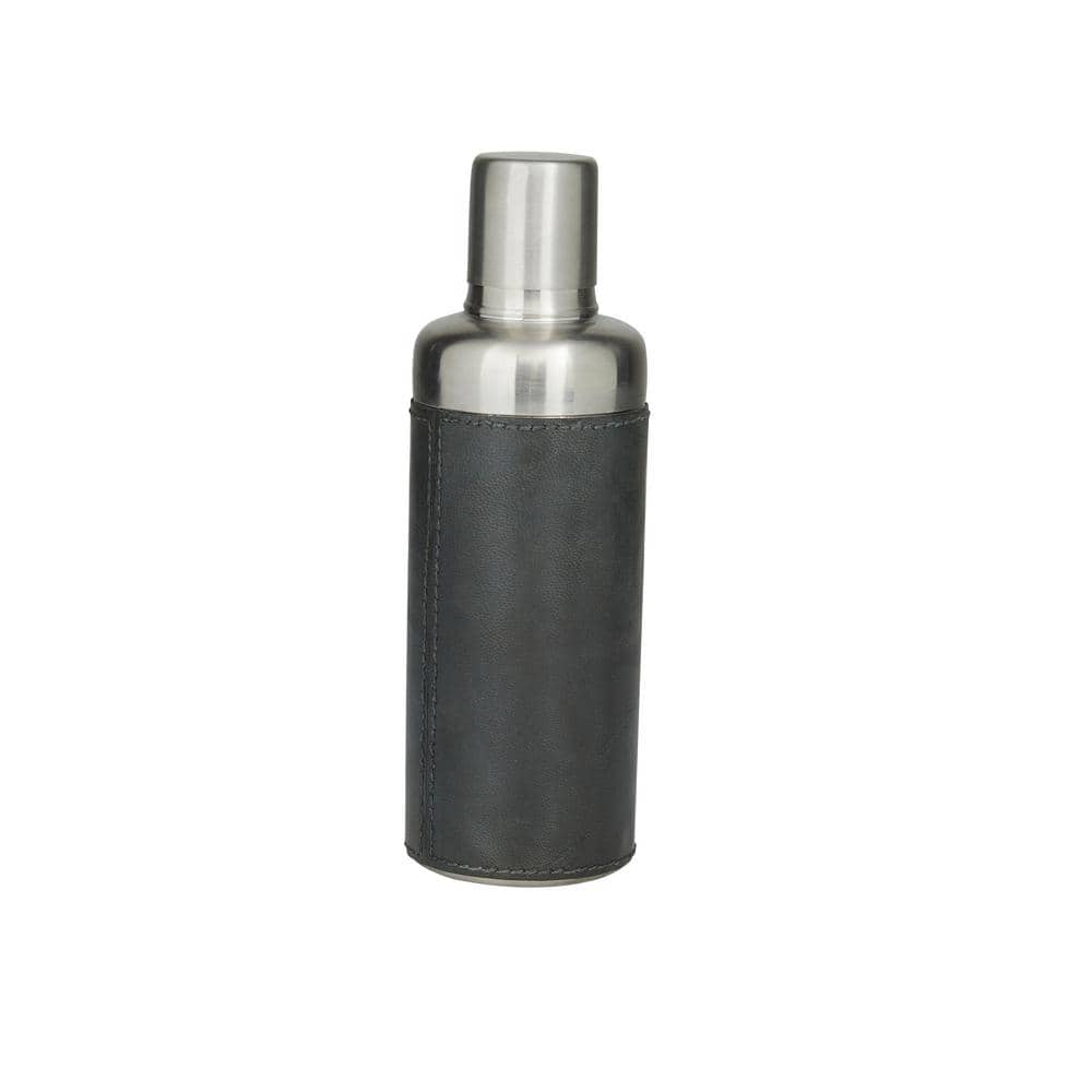 Black/Silver 2oz. Leatherette & Stainless Steel Shot Glass - Item #CGFT1051  -  Custom Printed Promotional Products