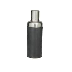 Dark Blue Handmade Leather Cocktail Shaker with Silver Top