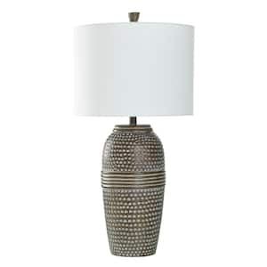 Betty 32 in. Soot Silver Table Lamp with White Linen Shade