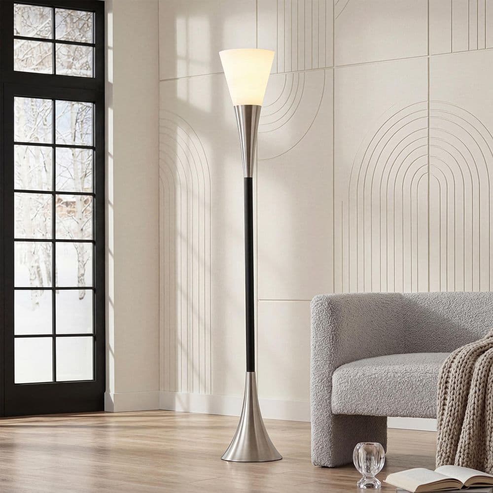 Torch Floor Lamp クリスタル フロアスタンド BYBLIGHT Modern 72.8 in. Silver Torchiere Floor Lamp with