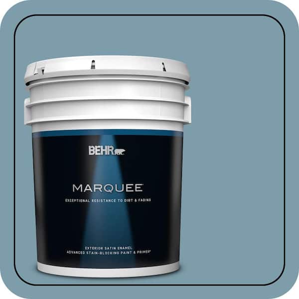 BEHR MARQUEE 5 gal. #S470-4 Dolphin Blue Satin Enamel Exterior Paint & Primer