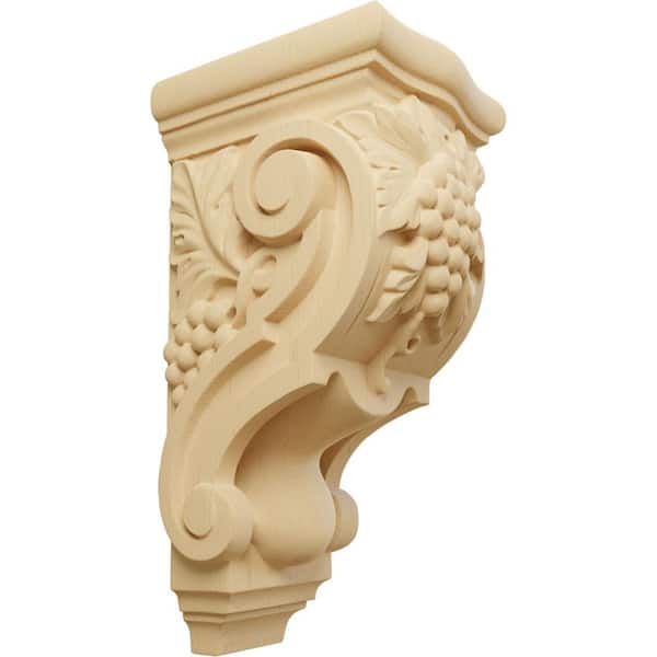 Ekena Millwork 4-7/8 in. x 5-1/2 in. x 10-7/8 in. Alder Medium Grape Bunches Corbel