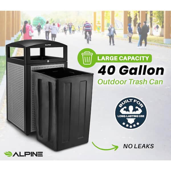 Alpine Industries 40 Gal. Rigid Plastic Waterproof Square Trash