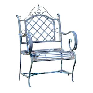 in.Stephania in. Antique Blue Metal Armchair