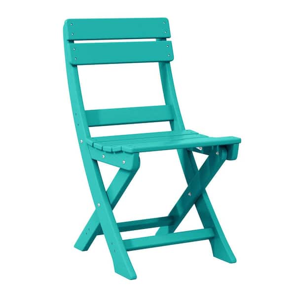 WESTIN OUTDOOR Laguna Outdoor Patio Plastic All Weather Folding Dining Chair in Turquoise