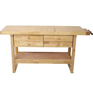 60 in. Wood Workbench with 4 Drawers Wooden Workbench for Garage Workshop and Home