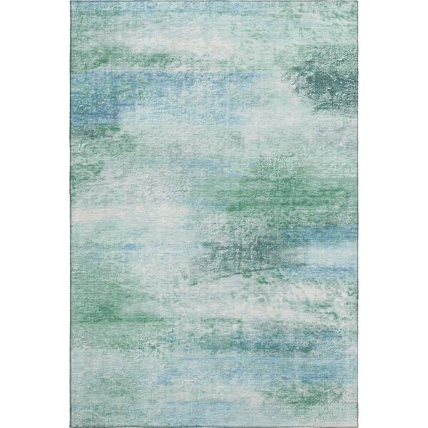 Mayfield Premium Machine Washable Abstract AMF2402 Mint 10 ft. x 14 ft. Area Rug