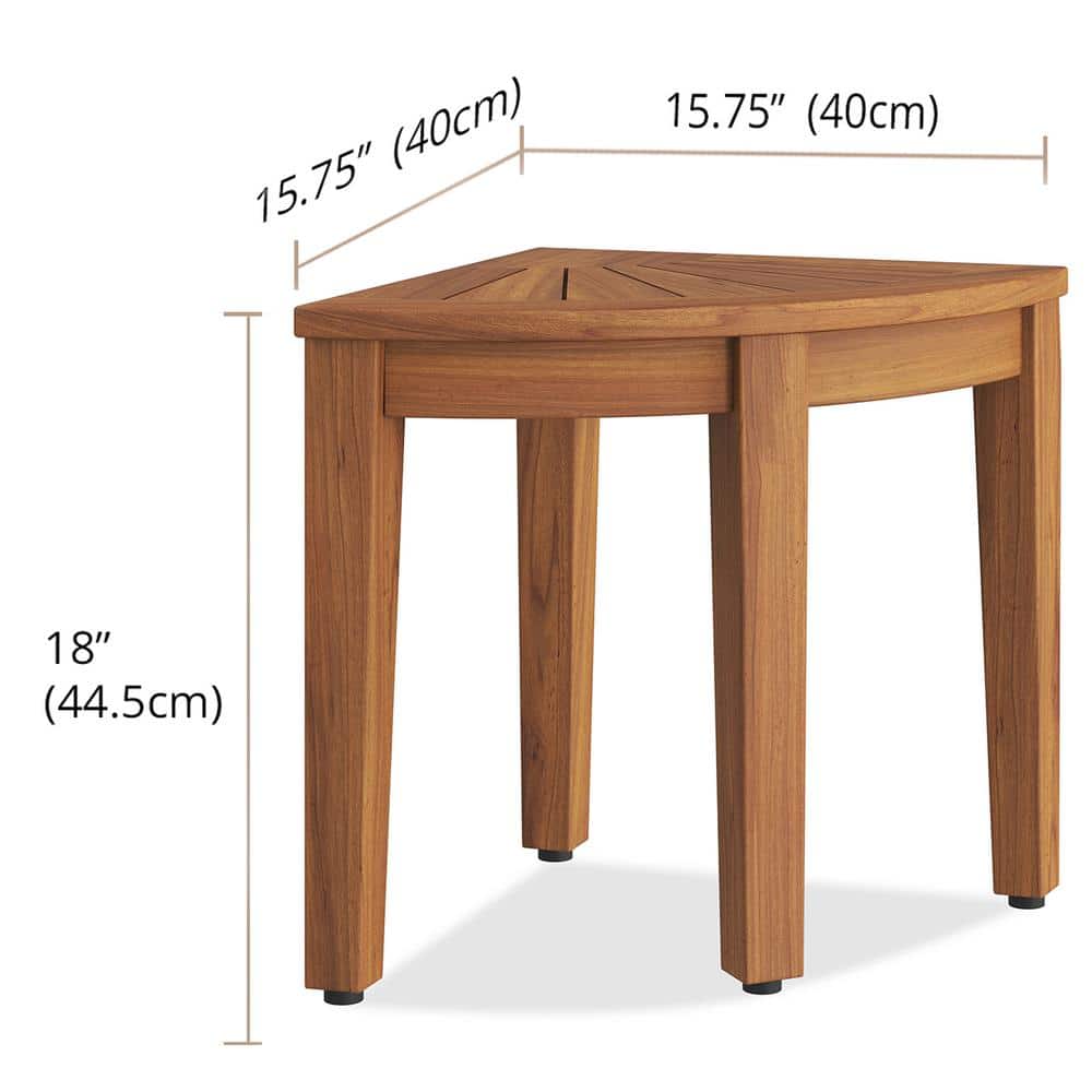 15.5" Teak Corner Shower Bench with Water-Resistant Finish