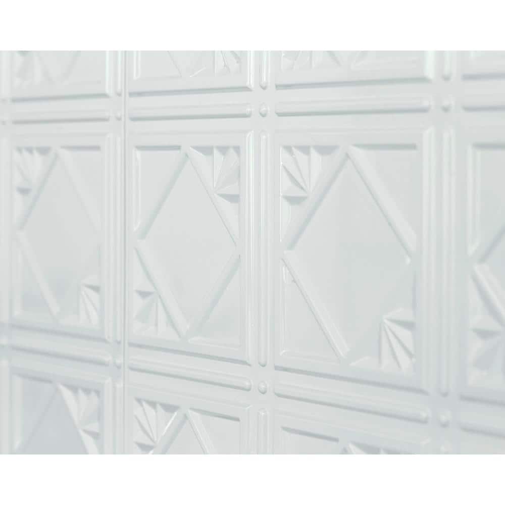 White 3D Embossed Tin Backsplash Panels 30-Pack