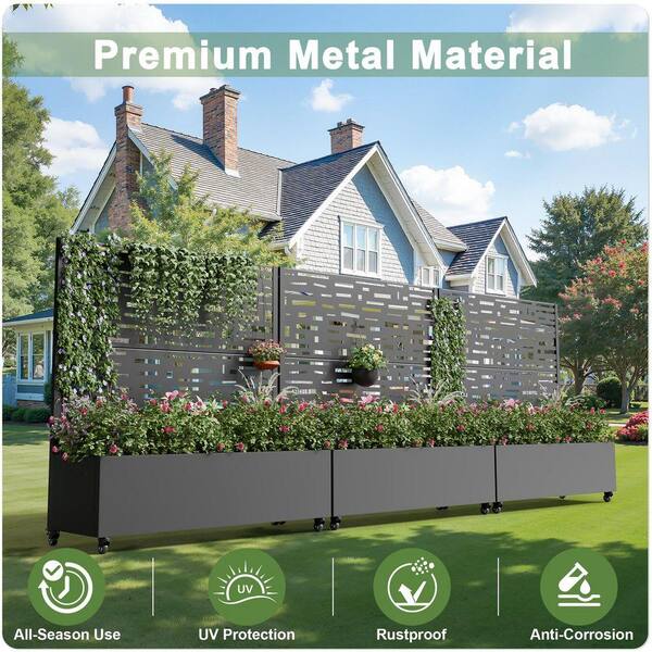 Lirago 47 in. H x 47 in. W Rectanglar Black Outdoor Metal Privacy