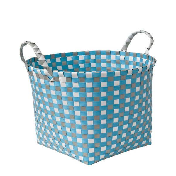 Honey-Can-Do 48 Gal. Grey and White PP Resin Weave Basket