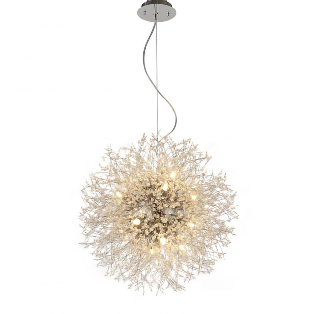 Hudzon 16-Light Chrome Stainless Steel Chandelier with Clear Crystal Accent