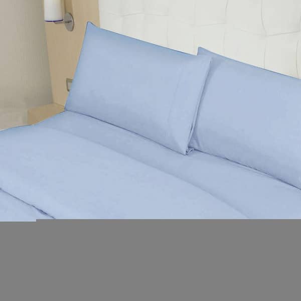 Home Dynamix Jill Morgan Fashion Solid Light Blue Microfiber Queen Sheet Set (4-Piece)