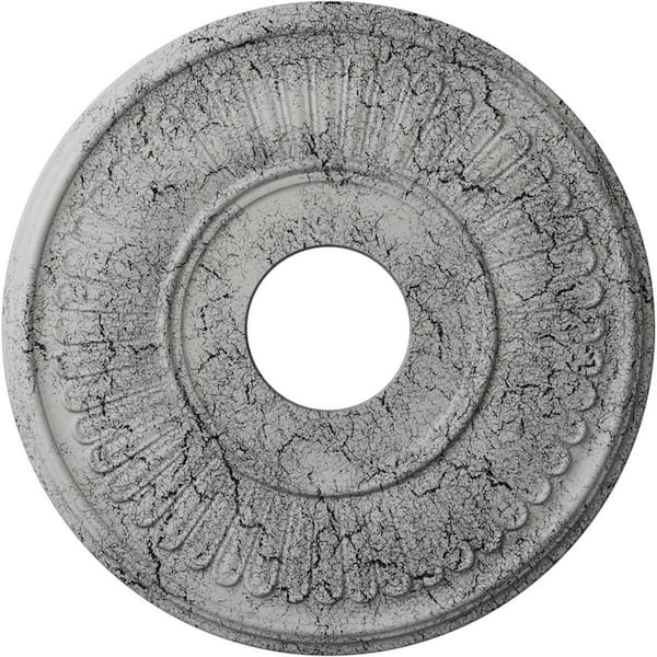 Ekena Millwork 3/4 in. x 15-3/4 in. x 15-3/4 in. Polyurethane Berkshire Ceiling Medallion, Ultra Pure White Crackle