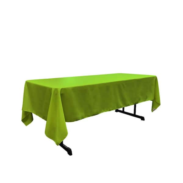 60 in. x 102 in. Lime Polyester Poplin Rectangular Tablecloth