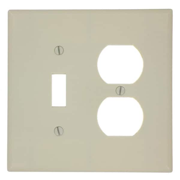 Leviton 2-Gang Ivory 1-Toggle / 1-Duplex Outlet/Receptacle Plastic Midway/Midsize Wall Plate (1-Pack) 80505-I