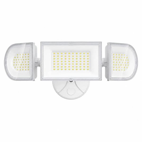 140W 14000 Lumens 3-Head 6500K Daylight White IP65 Outdoor LED Flood Security Light, 2-Pack Fixture