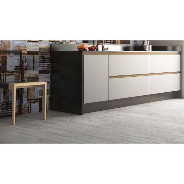 Sample of Safari Glacier White Matte 6 in. x 8 in. Porcelain Wood Look Floor and Wall Tile