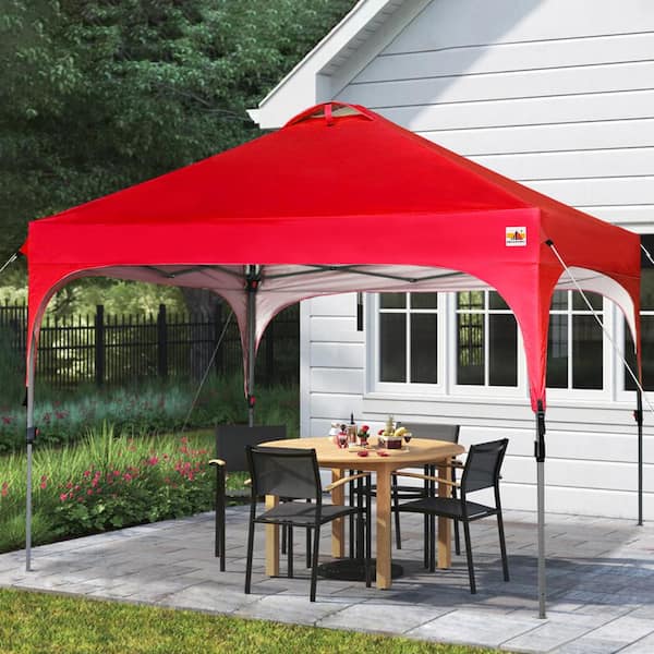 ABCCANOPY 10 ft. x 10 ft. Red Steel Pop Up Canopy Tent Sun Shelter