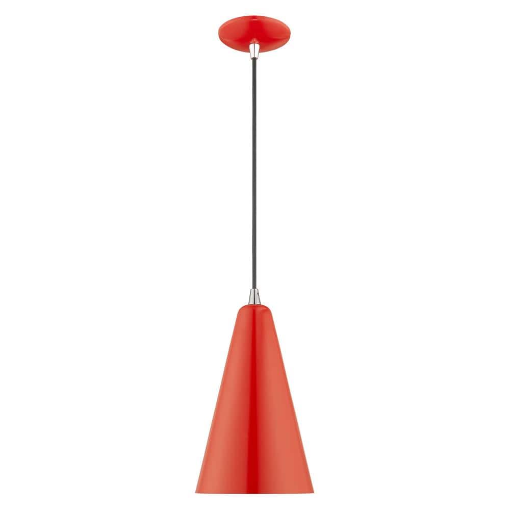 Modern Mini Pendant Light in Shiny Red with White Interior Finish