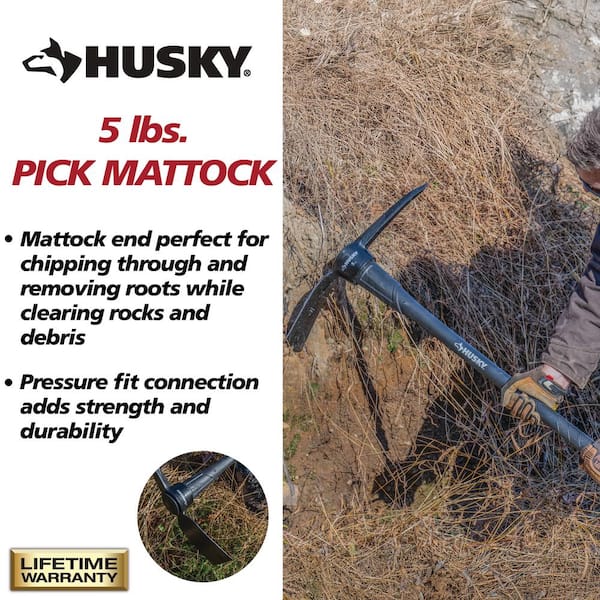 Husky 5 lb. Pick Mattock with 36 in. Fiberglass Handle 34213