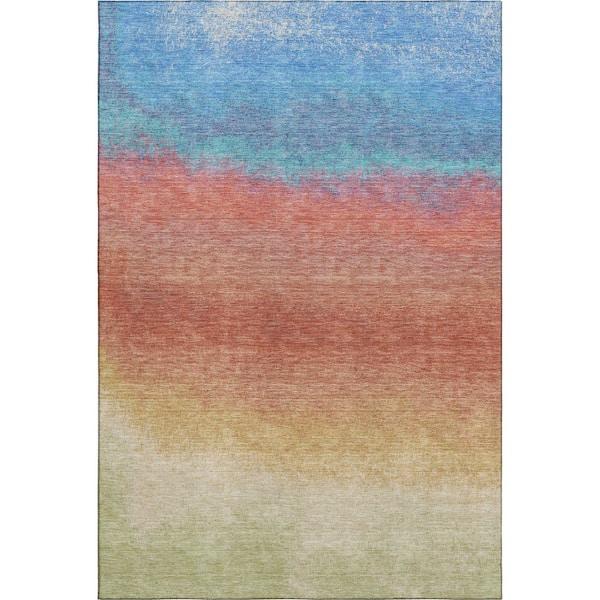 Mayfield Premium Machine Washable Abstract AMF2012 Coral 8 ft. x 10 ft. Area Rug