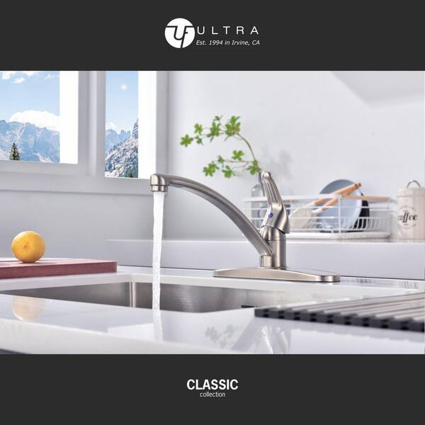 Kree Classic Single-Handle Kitchen Faucet with Swivel Spout in Brushed Nickel