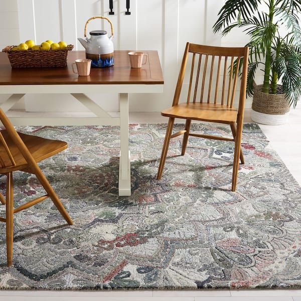 Marquee Gray/Multi 10 ft. x 10 ft. Floral Oriental Square Area Rug