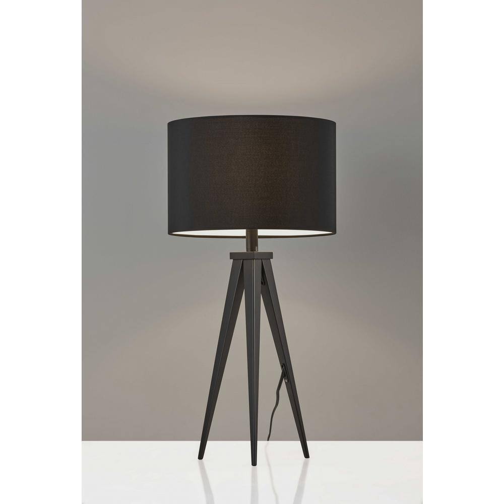 Black Metal Tripod Table Lamp with Drum Shade