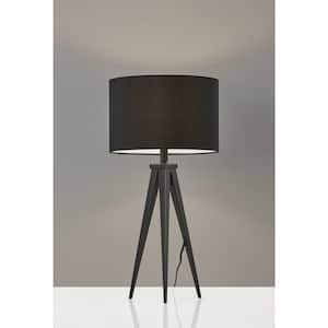 28 in. Black Standard Light Bulb Bedside Table Lamp