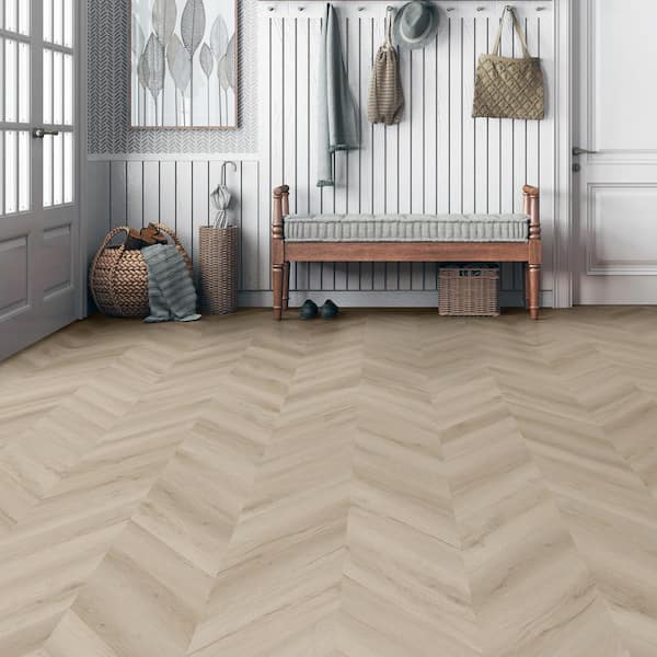 Chevron Vesinet Oak 22 MIL x 12 in. W x 28 in. L Click Lock Waterproof Luxury Vinyl Plank Flooring (18.9 sq. ft./Case)