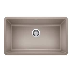 PRECIS Undermount Granite Composite 30 in. Single Bowl Kitchen Sink in Truffle