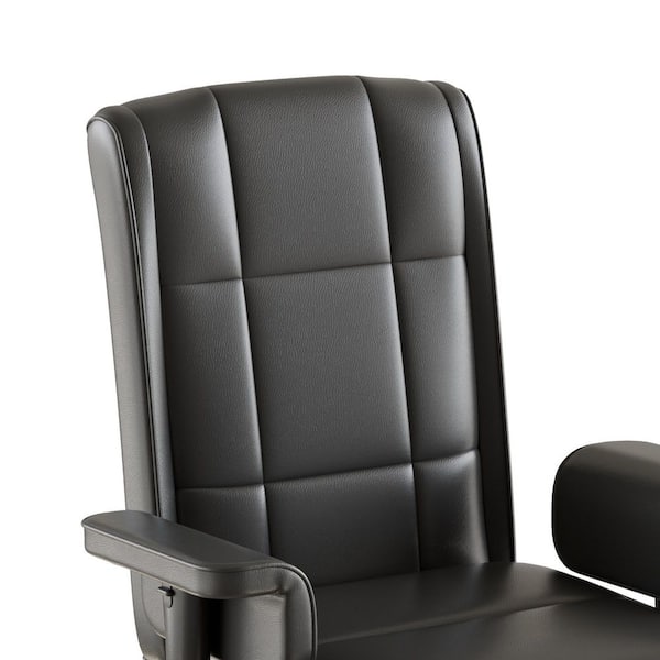 High Back Office Chair Faux Leather Wheels Task Chair in Black Style 2 with Adjustable Armrests-Swivel Desk Chair
