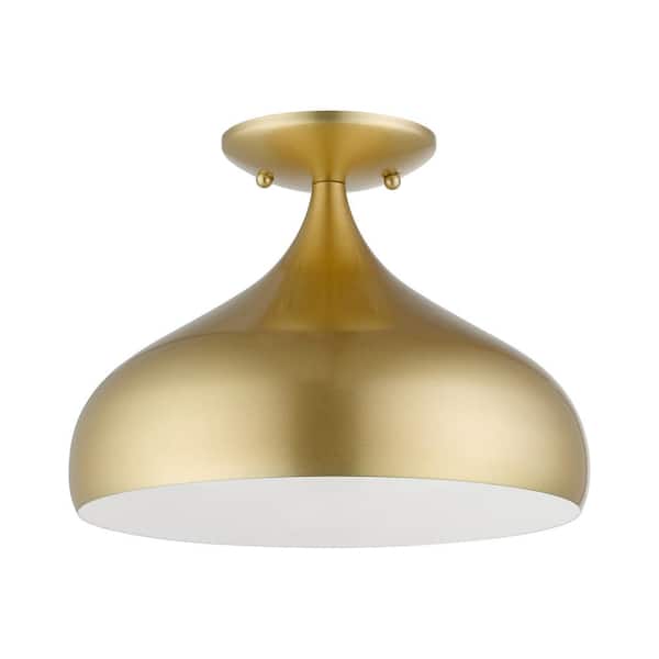 Livex Lighting Amador 11.75 in. 1-Light Soft Gold Semi-Flush Mount