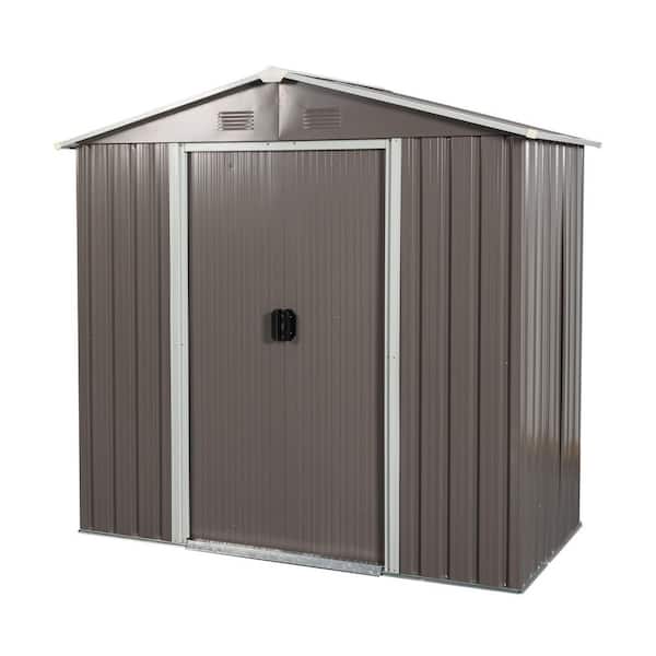 8 ft. W x 4 ft. D Metal Outdoor Shed with Double Pitched Roof and Lockable Double Door (29 sq. ft.) in Gray