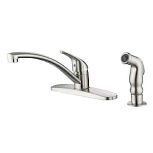 Nita Classic Single Handle Standard Kitchen Faucet with Side Sprayer in Rust and Spot Resist in Brushed Nickel